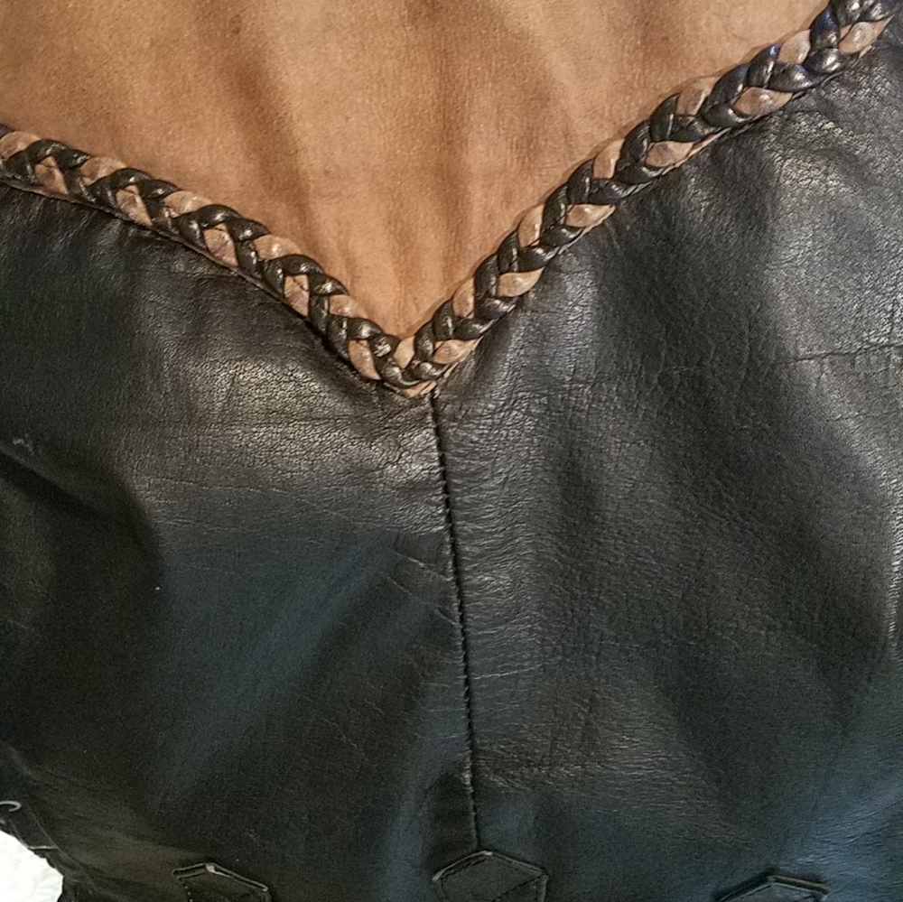 Heavy leather coat L